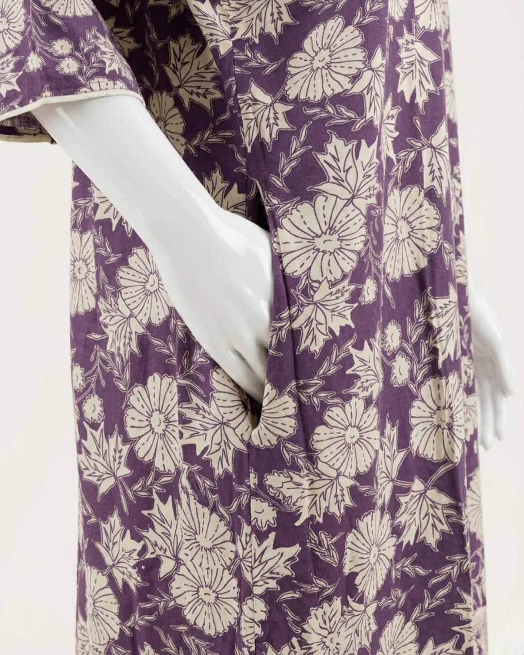 Full Length Purple Floral Print Maxi Nighty Nightgown – Loose Fit Sleepwear