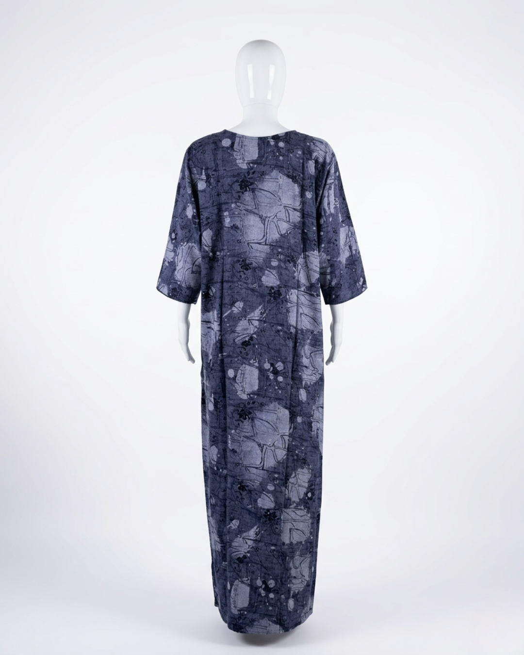 Dark Floral Print Maxi Nighty in Breathable Fabric with Scoop Neck Detail