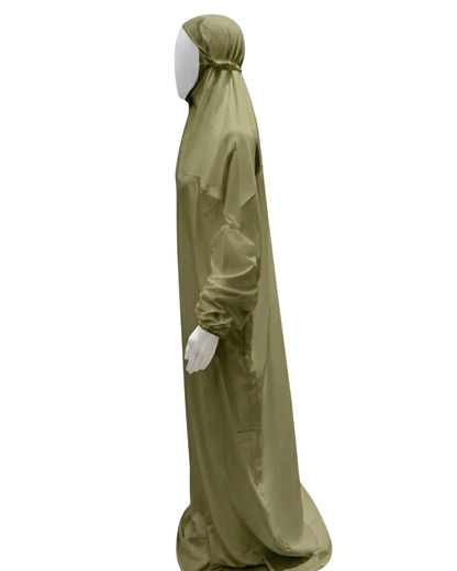 Namaz Dress Abaya with Attached Hijab – Lightweight Adult Prayer Gown, Elasticated Cuffs, Comfortable Free Size Fit