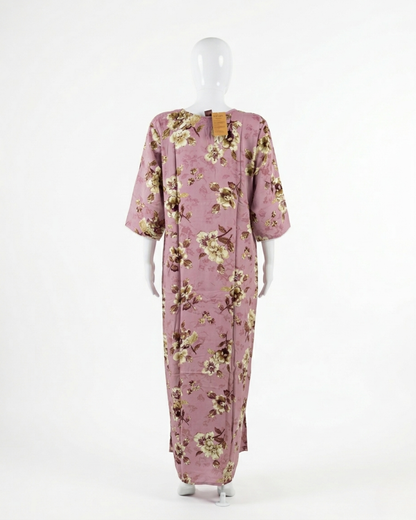 Premium Rayon Floral Sleepwear – Breathable Full-Length Nighty with Pocket