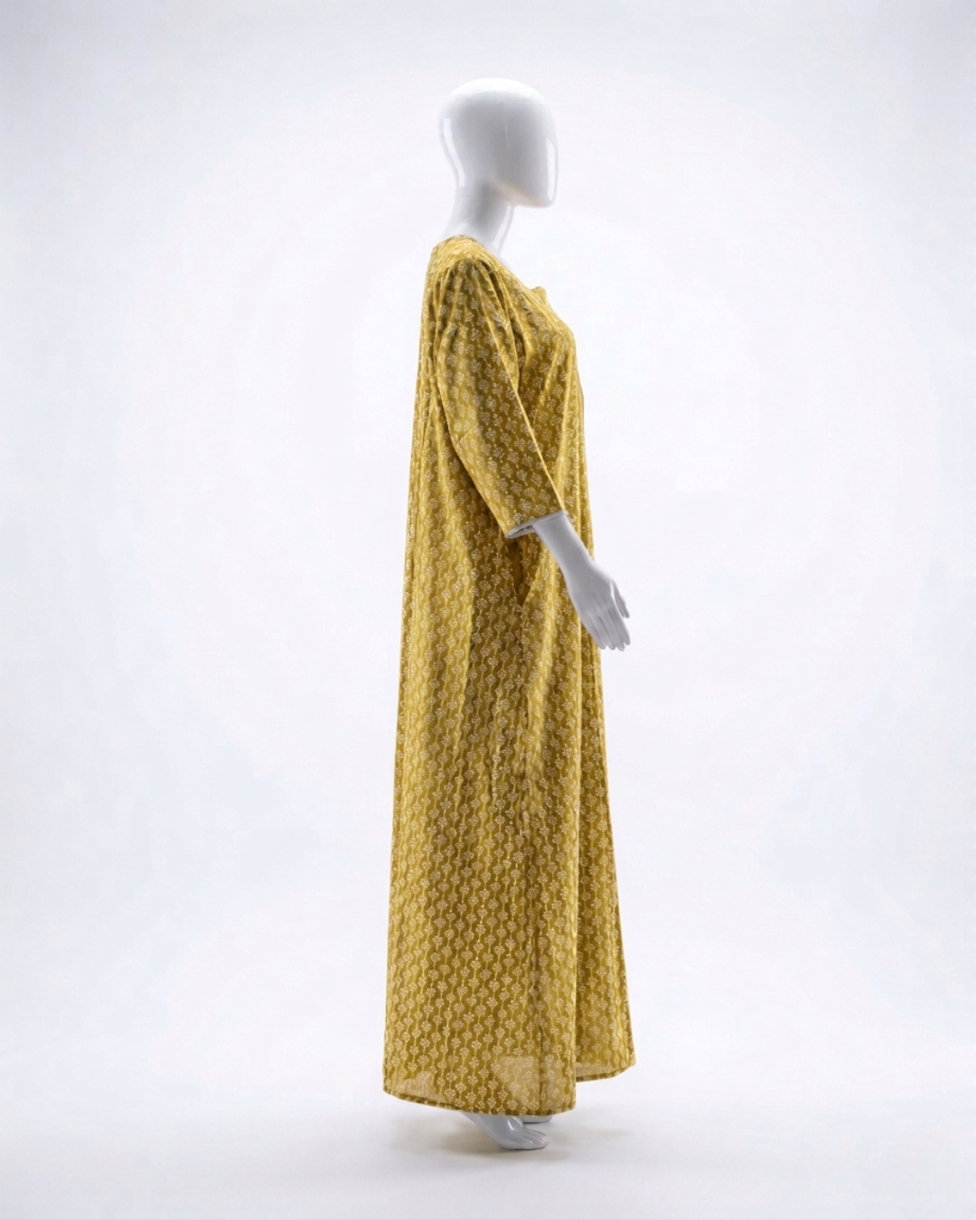 Women's Printed Nighty Maxi Dress – Long Sleeve Loungewear with Pockets