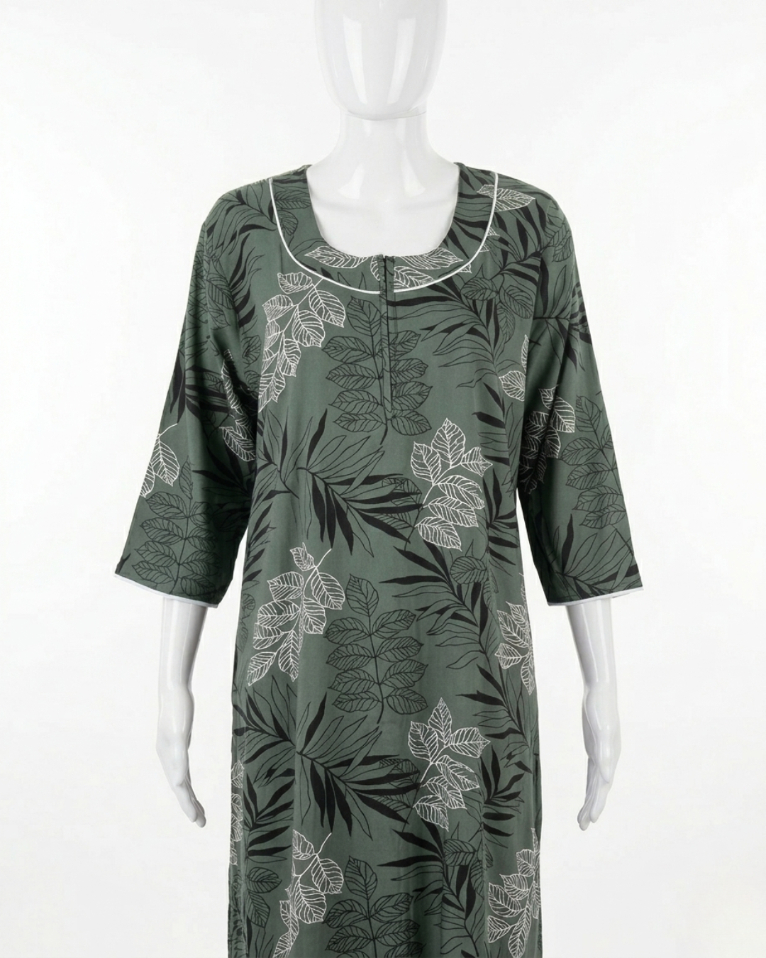 Women's Floral Print Nighty with 3/4 Sleeves