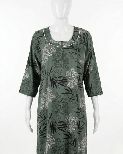 Women's Floral Print Nighty with 3/4 Sleeves
