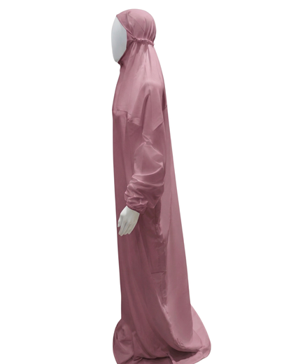 Namaz Dress Abaya with Attached Hijab – Lightweight Adult Prayer Gown, Elasticated Cuffs, Comfortable Free Size Fit