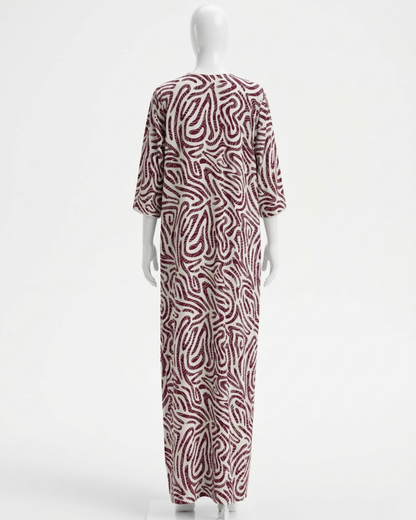 Women's Rayon Swirl Print Maxi Nightgown with Pocket