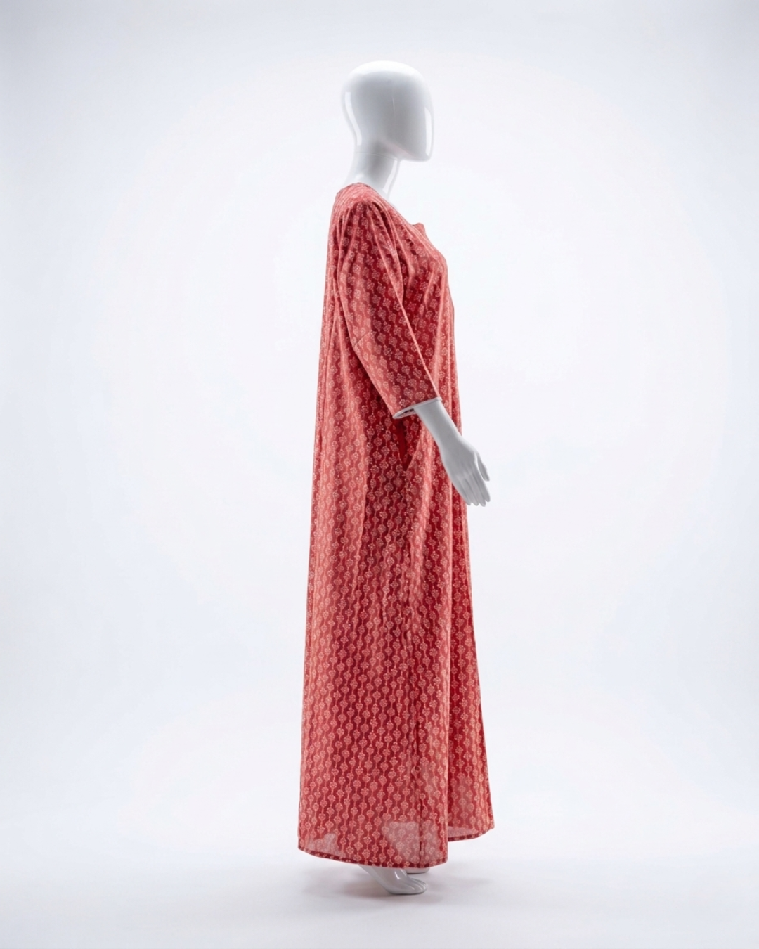 Women's Printed Nighty Maxi Dress – Long Sleeve Loungewear with Pockets