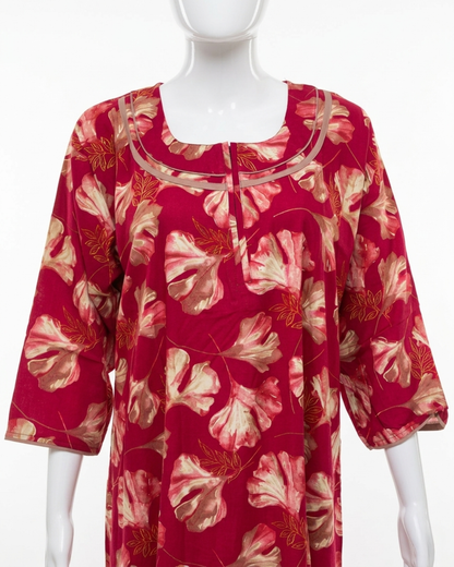 Floral Print Rayon Maxi Nightgown