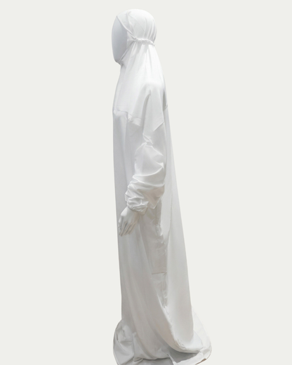 Namaz Dress Abaya with Attached Hijab – Lightweight Adult Prayer Gown, Elasticated Cuffs, Comfortable Free Size Fit