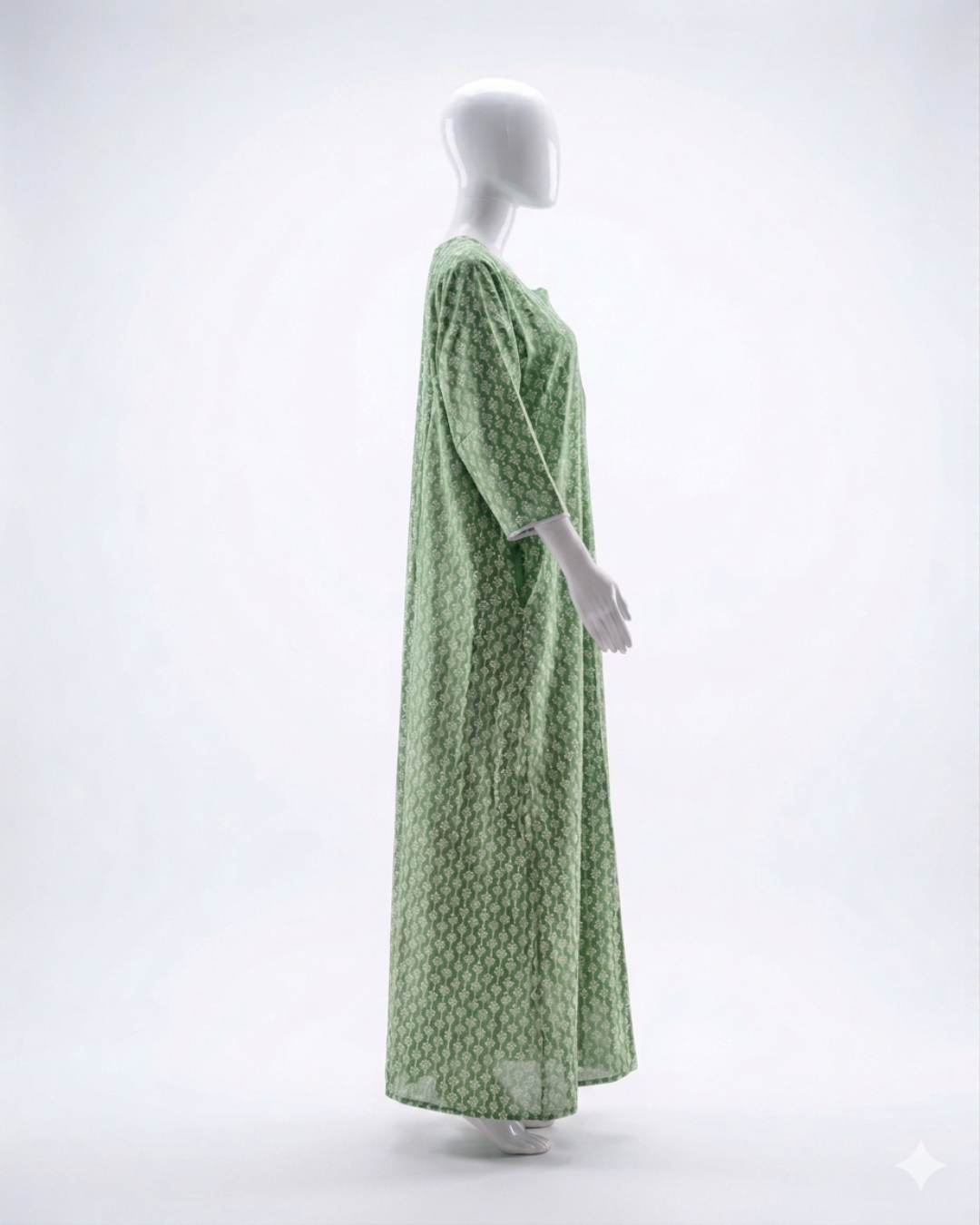 Women's Printed Nighty Maxi Dress – Long Sleeve Loungewear with Pockets