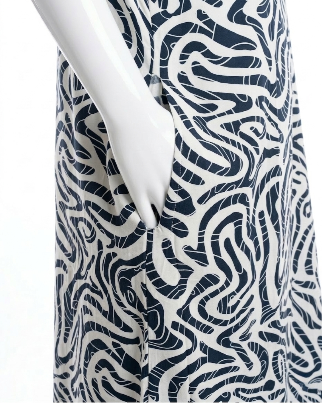 Women's Rayon Swirl Print Maxi Nightgown with Pocket