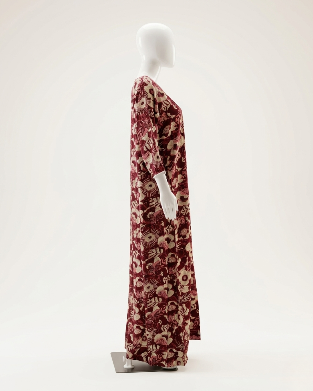 Women's Floral Nighty Maxi Dress – Vintage Botanical Print Loungewear – Breathable 3/4 Sleeve Nighty