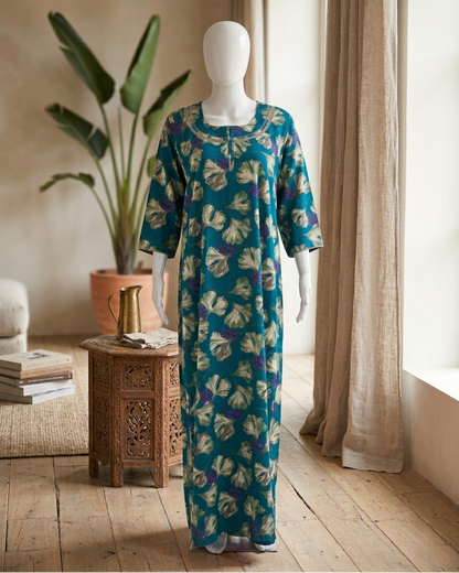 Floral Print Rayon Maxi Nightgown