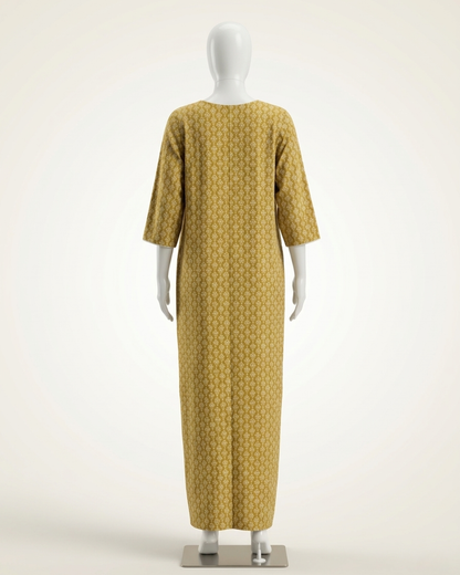 Women's Printed Nighty Maxi Dress – Long Sleeve Loungewear with Pockets