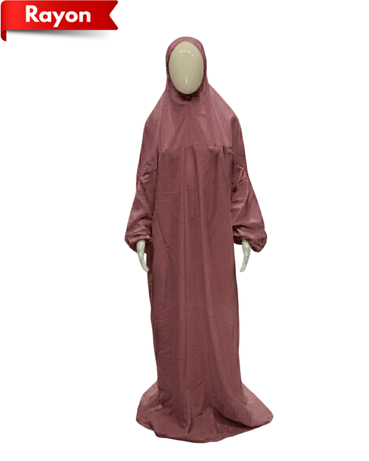 Women’s Rayon Namaz Gown – One Piece Prayer Abaya with Attached Hijab and Elasticated Sleeves