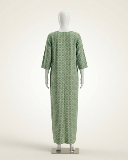 Women's Printed Nighty Maxi Dress – Long Sleeve Loungewear with Pockets