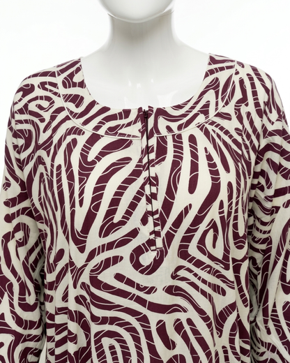 Women's Rayon Swirl Print Maxi Nightgown with Pocket