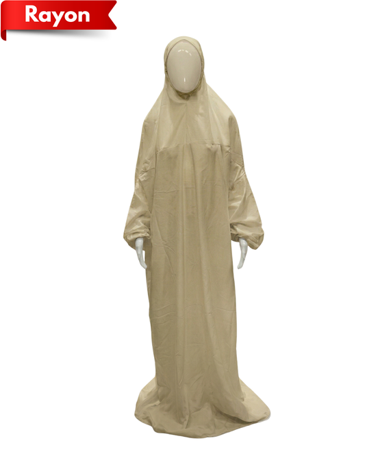 Women’s Rayon Namaz Gown – One Piece Prayer Abaya with Attached Hijab and Elasticated Sleeves