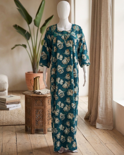 Floral Print Rayon Maxi Nightgown