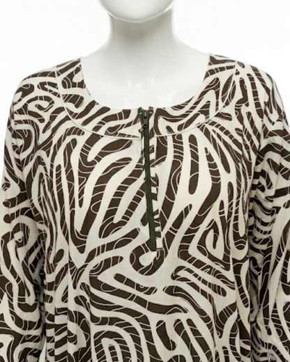 Women's Rayon Swirl Print Maxi Nightgown with Pocket