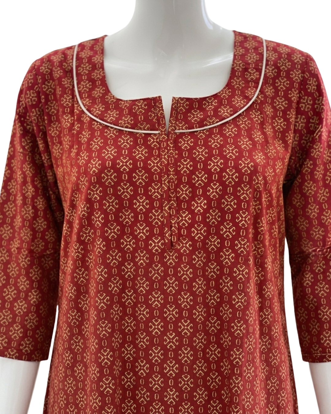 Women's Printed Nighty Maxi Dress – Long Sleeve Loungewear with Pockets