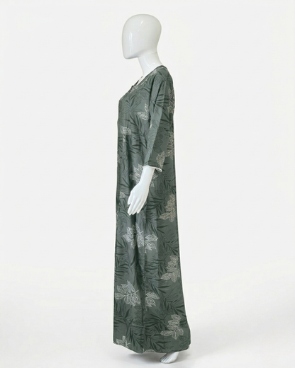 Women's Floral Print Nighty with 3/4 Sleeves