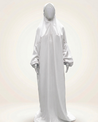 Namaz Dress Abaya with Attached Hijab – Lightweight Adult Prayer Gown, Elasticated Cuffs, Comfortable Free Size Fit