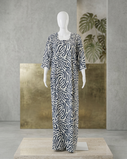 Women's Rayon Swirl Print Maxi Nightgown with Pocket