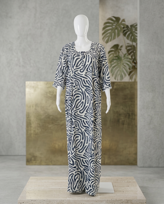 Women's Rayon Swirl Print Maxi Nightgown with Pocket