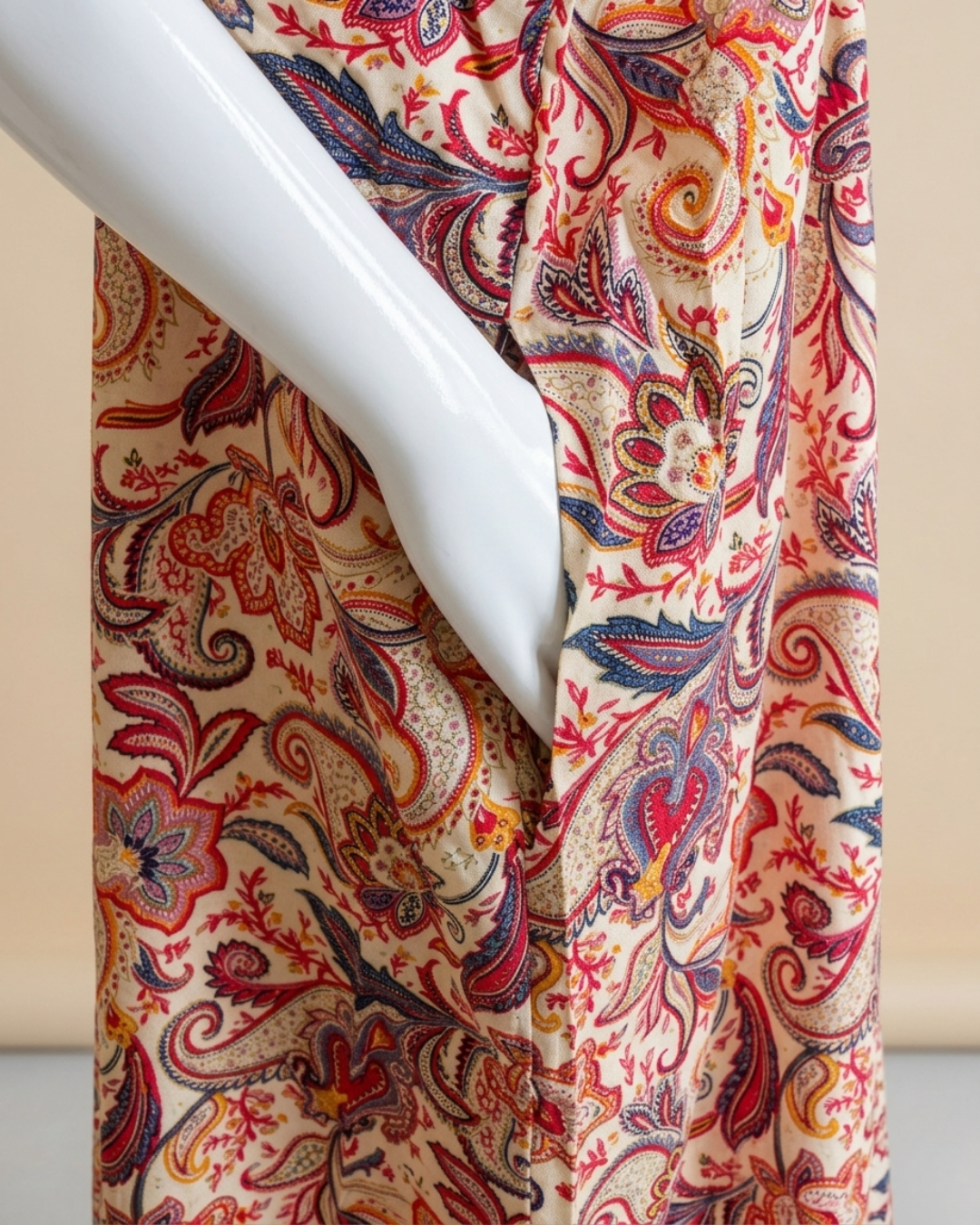 Women's Paisley Print Maxi Nighty Dress with Side Pockets and 3/4 Sleeves