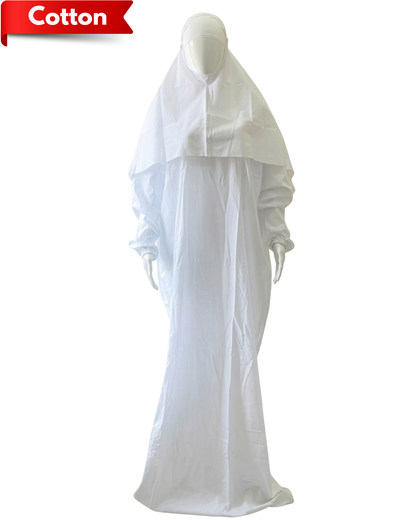 Women’s Cotton Namaz Dress – Prayer Abaya with Separate Hijab set and Elasticated Sleeves