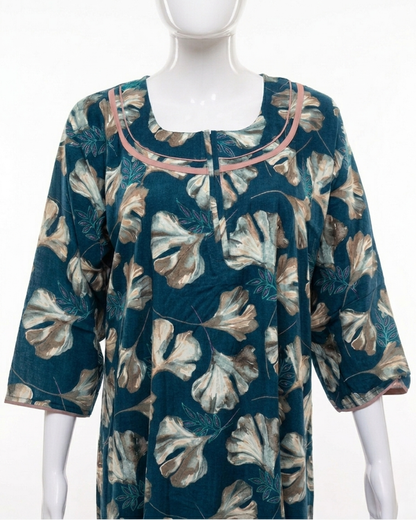 Floral Print Rayon Maxi Nightgown