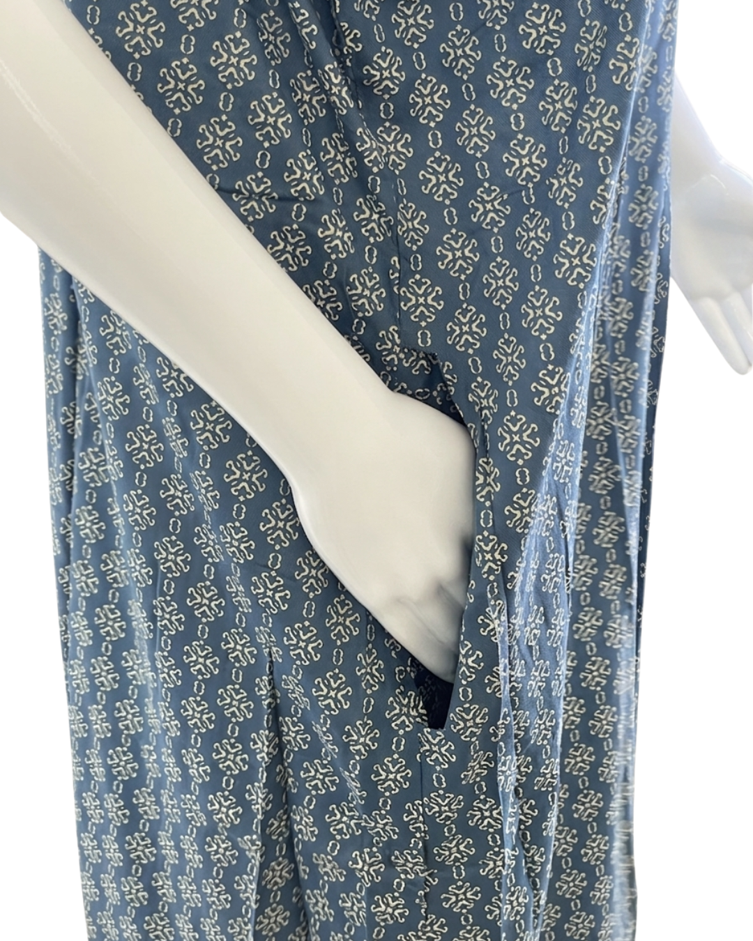 Women's Printed Nighty Maxi Dress – Long Sleeve Loungewear with Pockets