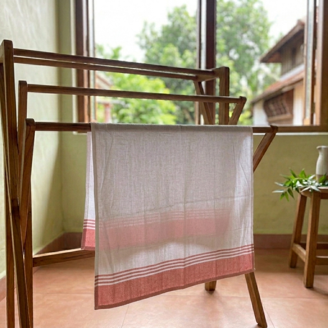 Zapi Home Premium Cotton Towel 152x76 cm – Pure Cotton Traditional Handloom Towel – Light Weight Quick Dry Large Size Kerala Thorth