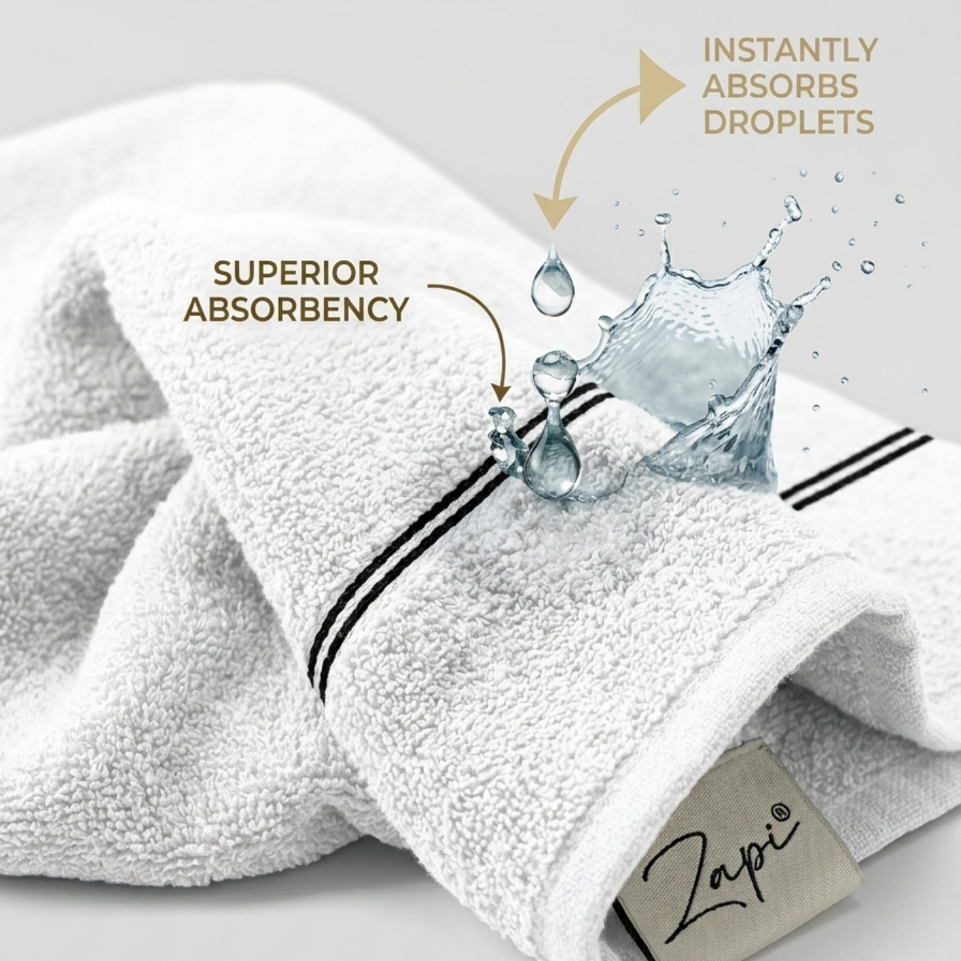 Premium Terry Cotton Bath Towel, Beige, 72 x 145 cm, Highly Absorbent, Quick Dry, Hypoallergenic (White)
