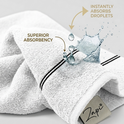 Premium Terry Cotton Bath Towel, Beige, 72 x 145 cm, Highly Absorbent, Quick Dry, Hypoallergenic (White)