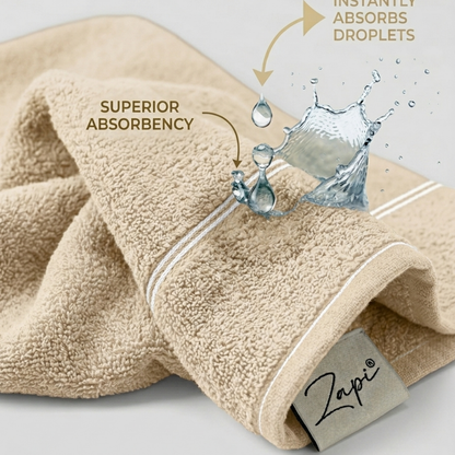 Premium Terry Cotton Bath Towel, Beige, 72 x 145 cm, Highly Absorbent, Quick Dry, Hypoallergenic (Beige)