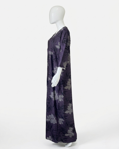Women's Floral Print Nighty with 3/4 Sleeves