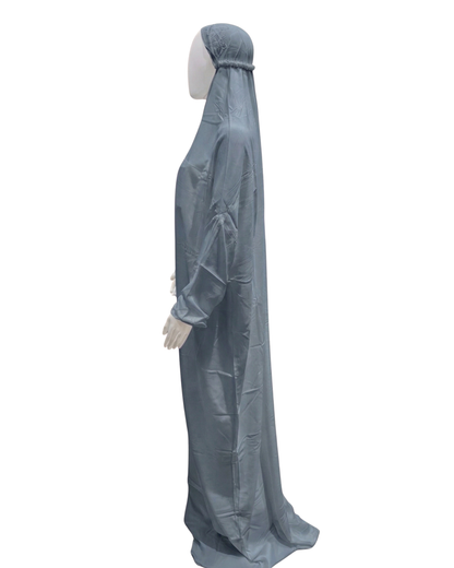 Women’s Rayon Namaz Gown – One Piece Prayer Abaya with Attached Hijab and Elasticated Sleeves