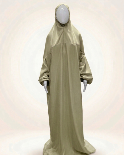 Namaz Dress Abaya with Attached Hijab – Lightweight Adult Prayer Gown, Elasticated Cuffs, Comfortable Free Size Fit