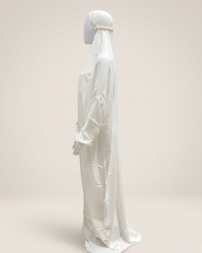 Women’s Rayon Namaz Gown – One Piece Prayer Abaya with Attached Hijab and Elasticated Sleeves
