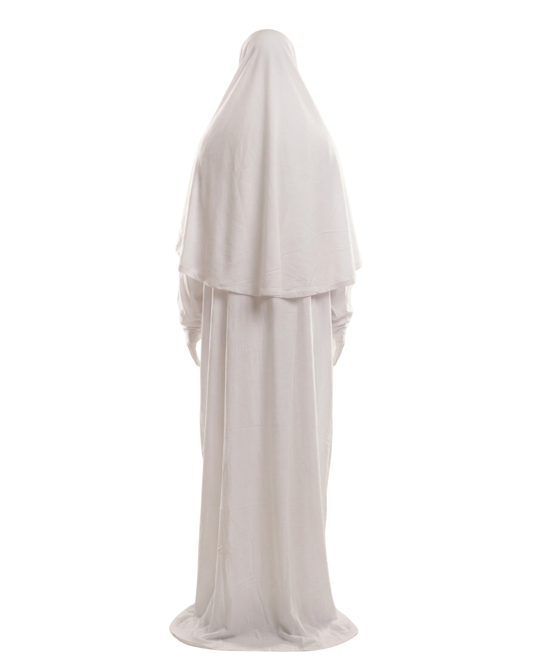White Prayer Dress for Women – Full Coverage 2-Piece Salah Outfit with Hijab & Long Abaya
