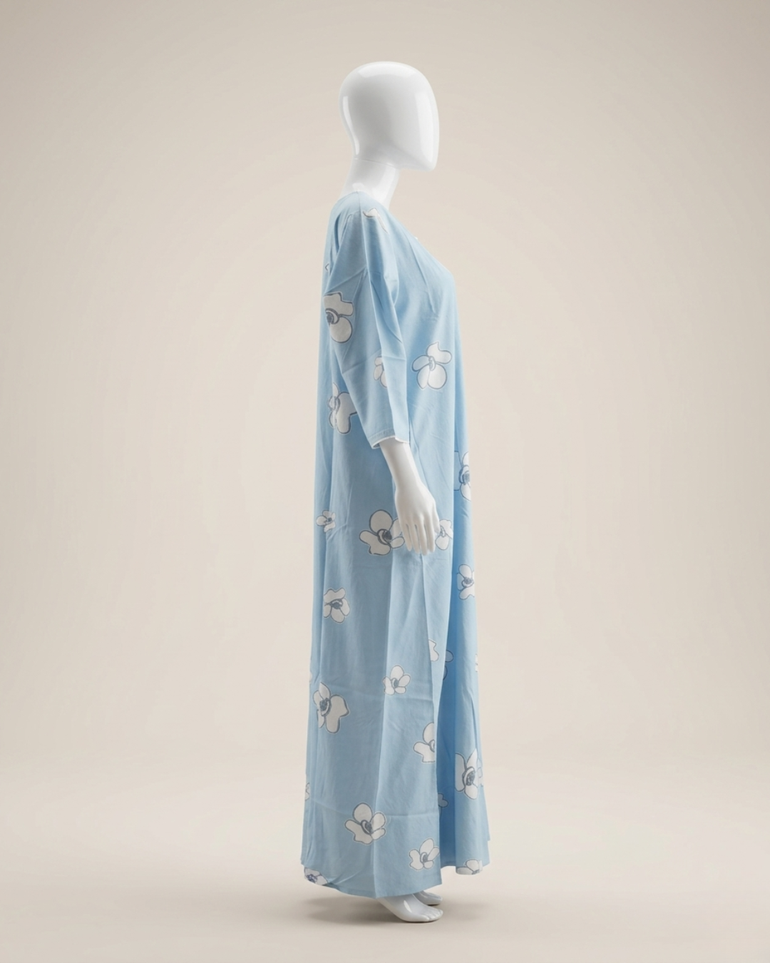 Comfortable Women's Floral Nighty Maxi Dress with 3/4th Sleeves – Breathable Comfort Nighty with Pockets