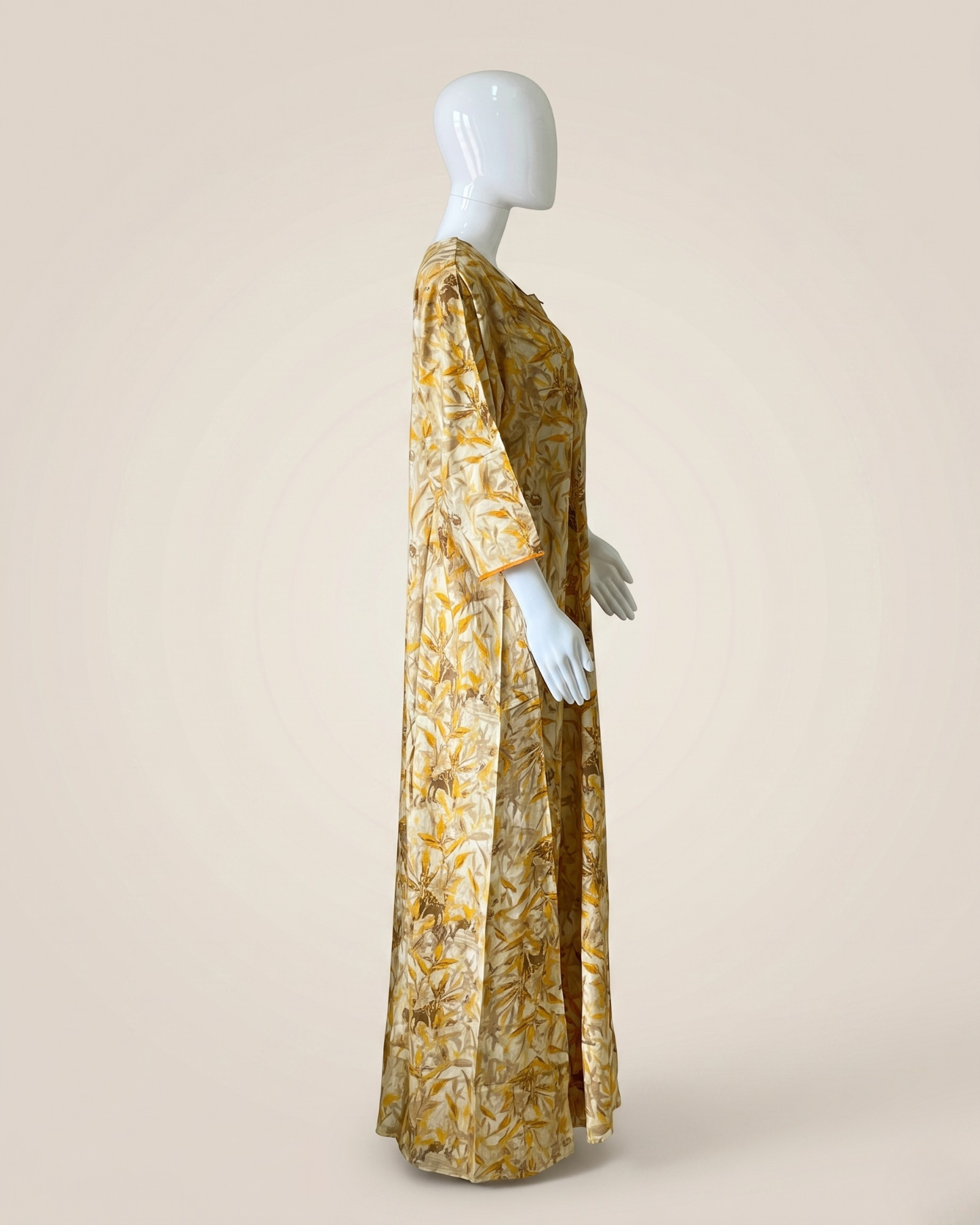 Autumn Leaf Printed Full-Length Nighty / Maxi / Nightgown with Side Pocket