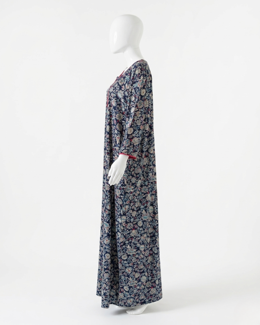 Floral Print Nightgown, Full-Length Nighty Maxi Dress with Side Pocket
