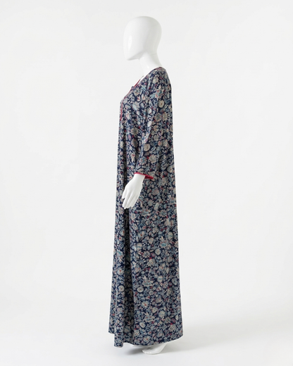 Floral Print Nightgown, Full-Length Nighty Maxi Dress with Side Pocket