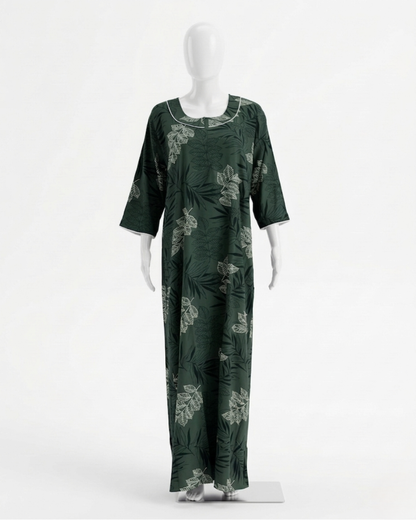 Women's Floral Print Nighty with 3/4 Sleeves