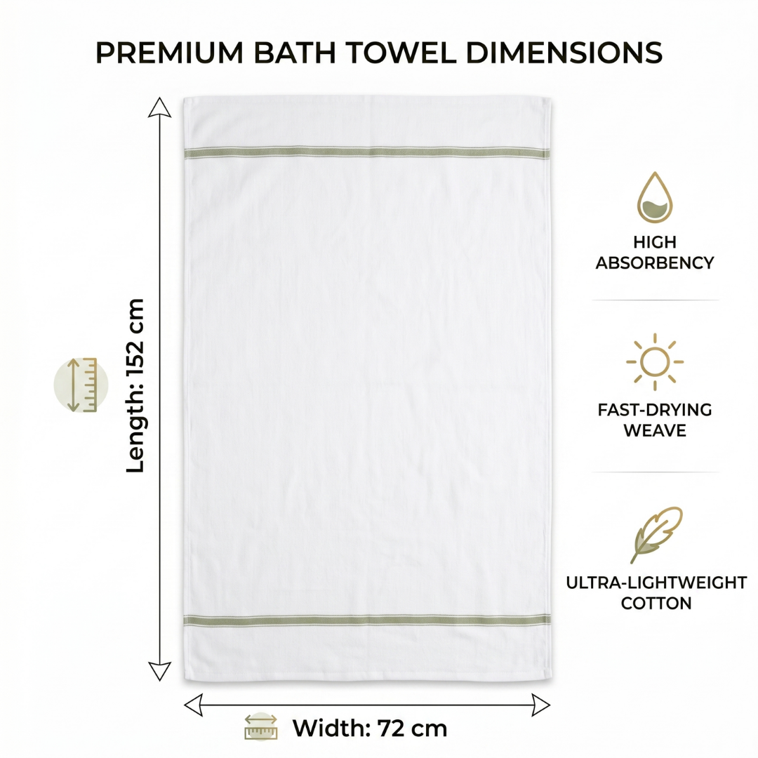 Zapi Home Premium Cotton Towel 152x76 cm – 100% Pure Cotton Handloom Gamcha, Lightweight Thin Quick Dry, Large Ultra Absorbent Travel Gym Beach Spa Towel for Men Women, Soft Breathable Fast Drying