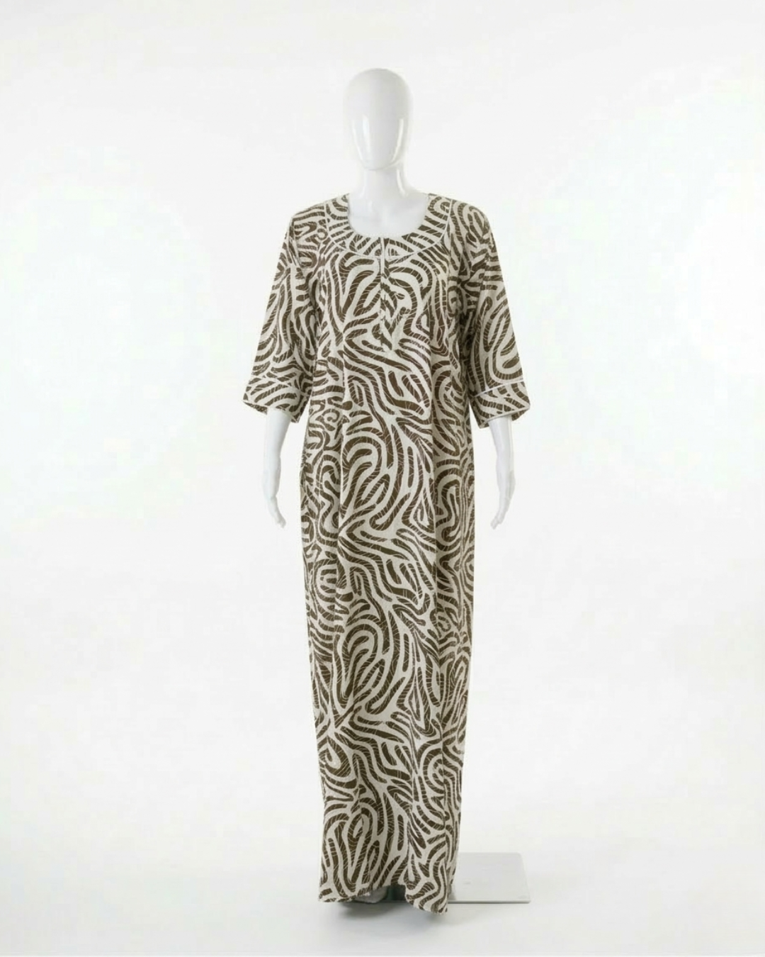 Women's Rayon Swirl Print Maxi Nightgown with Pocket