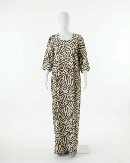 Women's Rayon Swirl Print Maxi Nightgown with Pocket