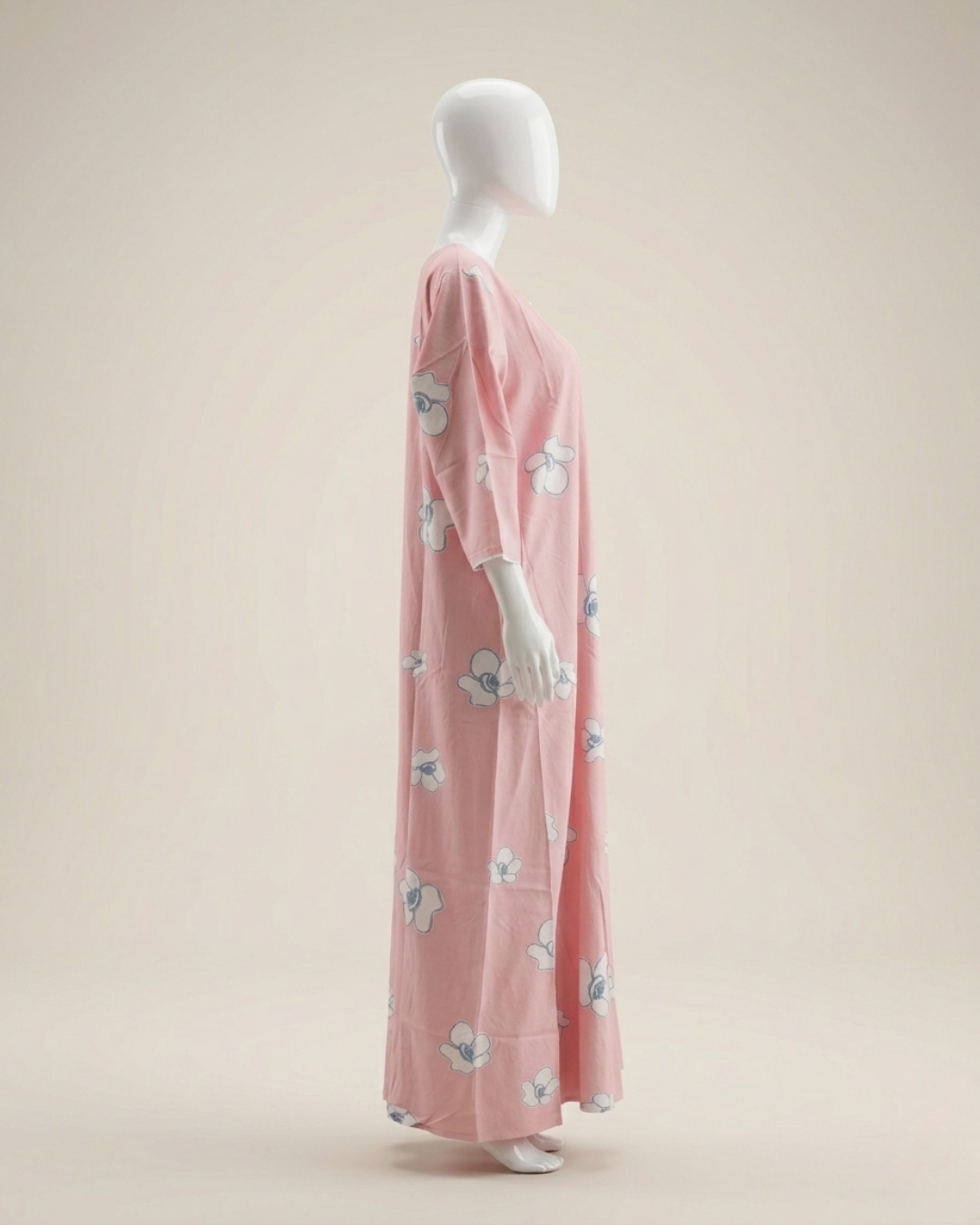 Comfortable Women's Floral Nighty Maxi Dress with 3/4th Sleeves – Breathable Comfort Nighty with Pockets